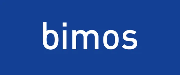 Bimos Firmenlogo mit blauem Hintergrund