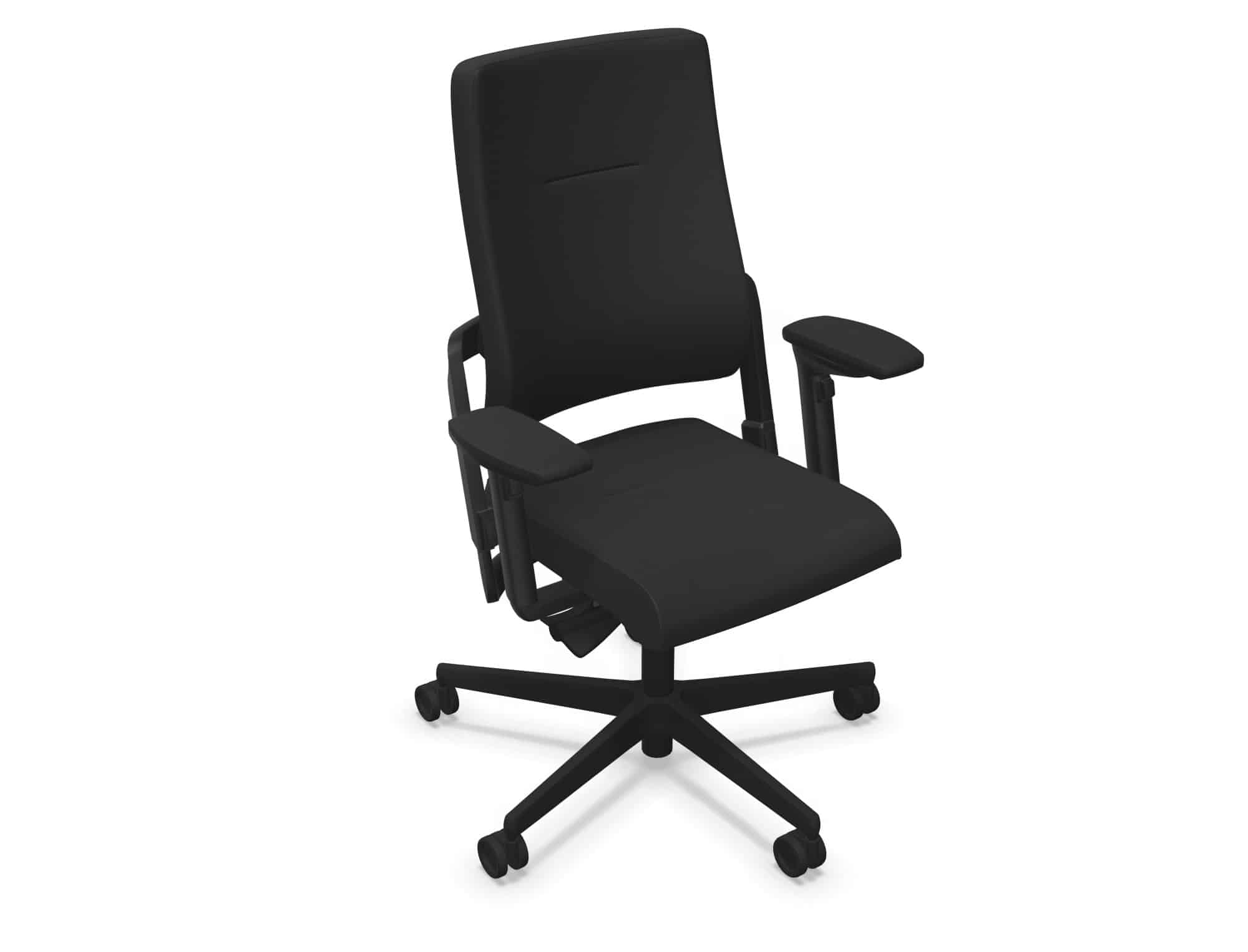 Schwarzer ergonomischer Bürostuhl mit Rollen